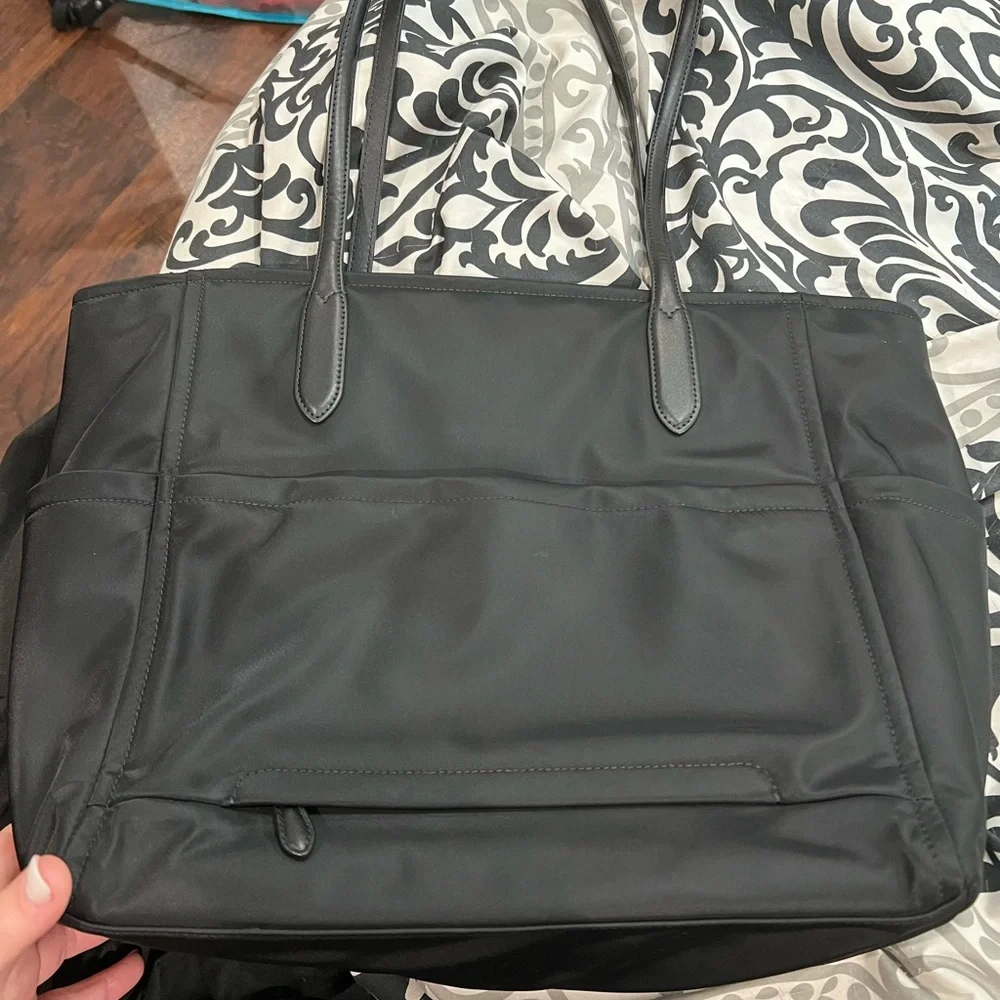 kate spade black nylon tote with gold hardware